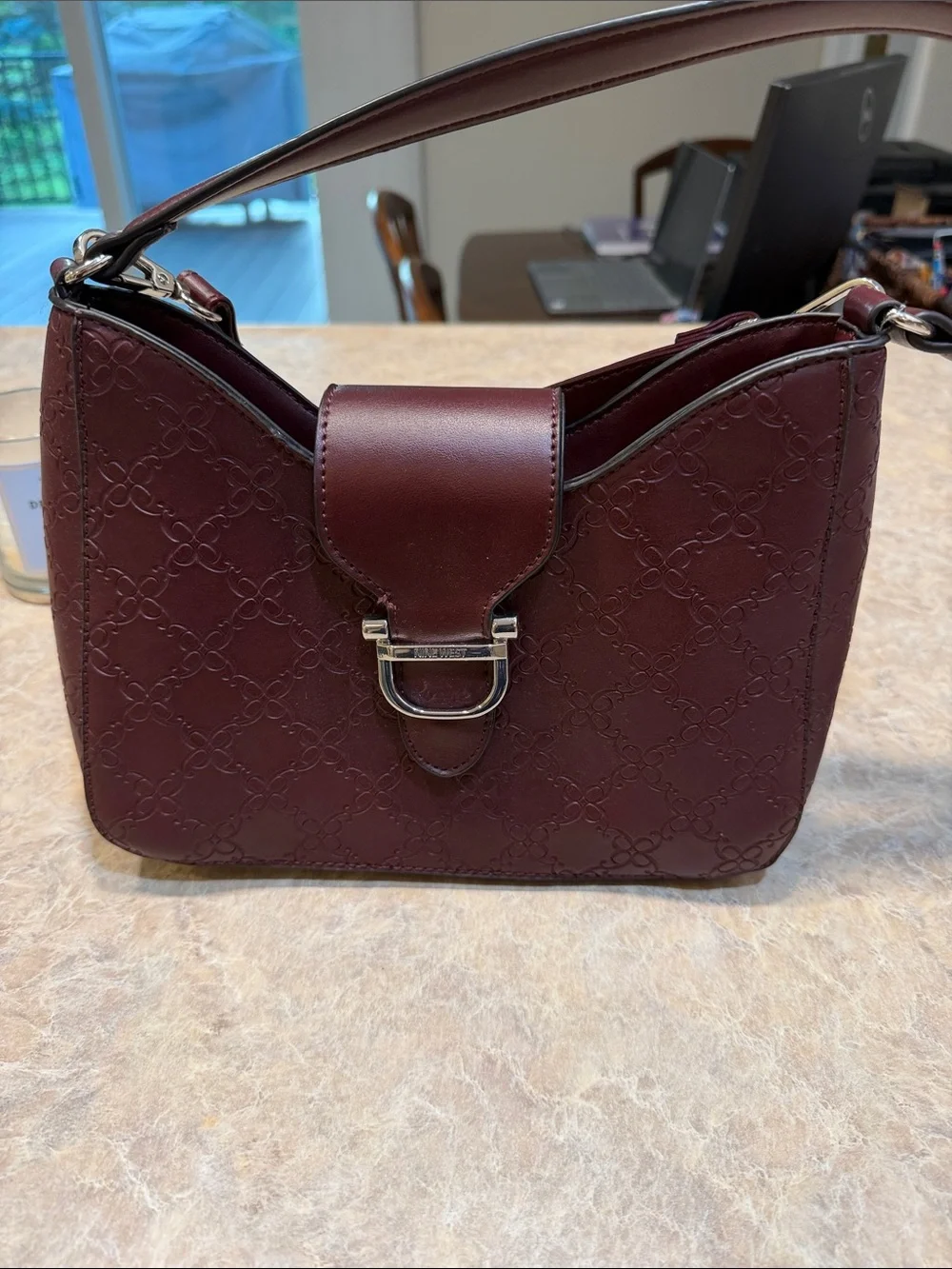 Nine West Burgundy Embossed Shoulder Bag